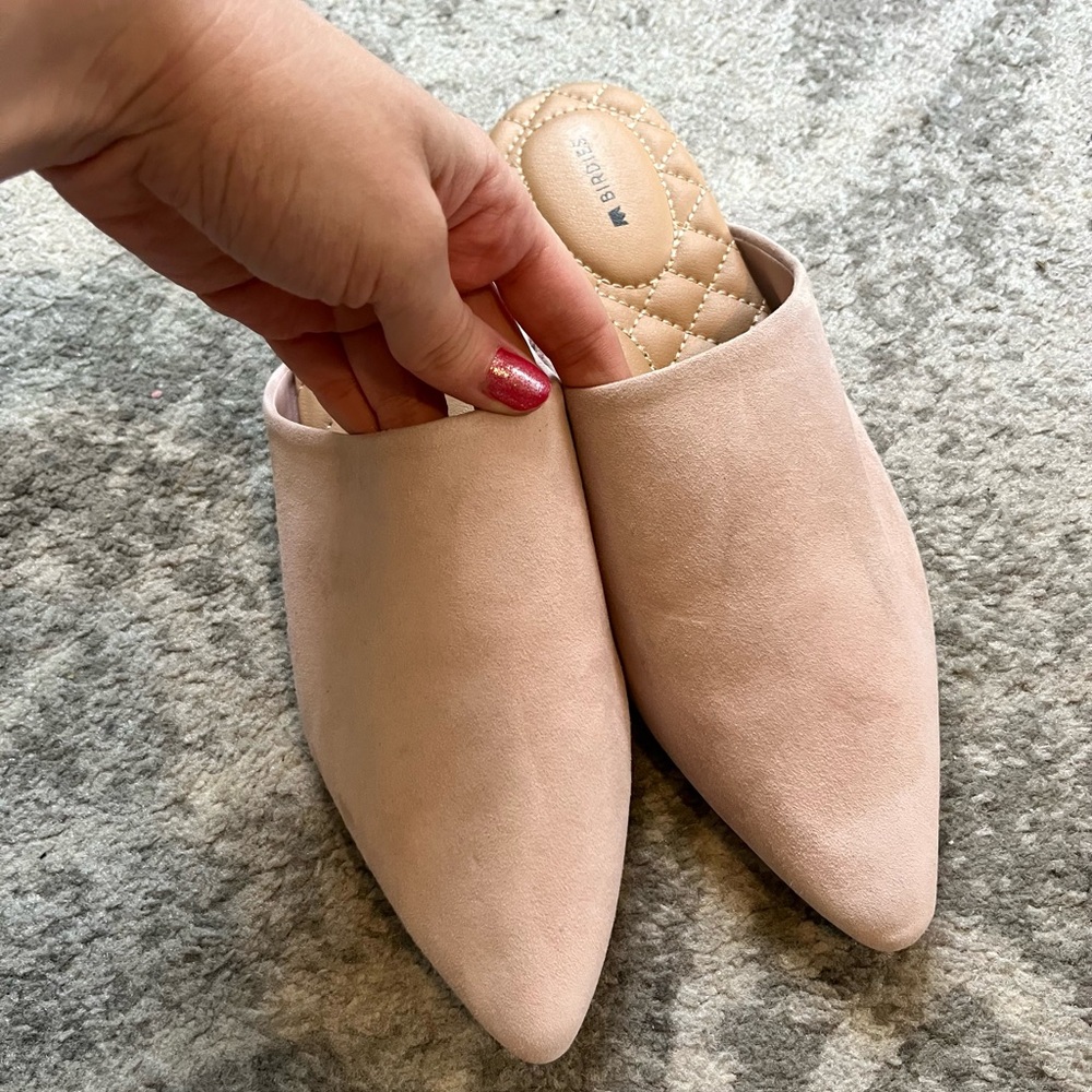 Birdies Pink Suede Mules with Quilted Comfort - Picture 3 of 8